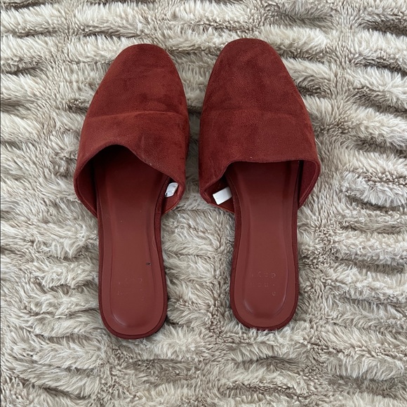 a new day Shoes - A New Day Women's Suede Burnt Orange Slip-On Mules Size 8.5